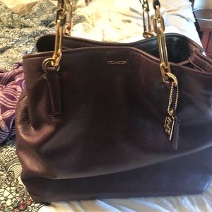 Coach Purple Satchel with Gold Accents
